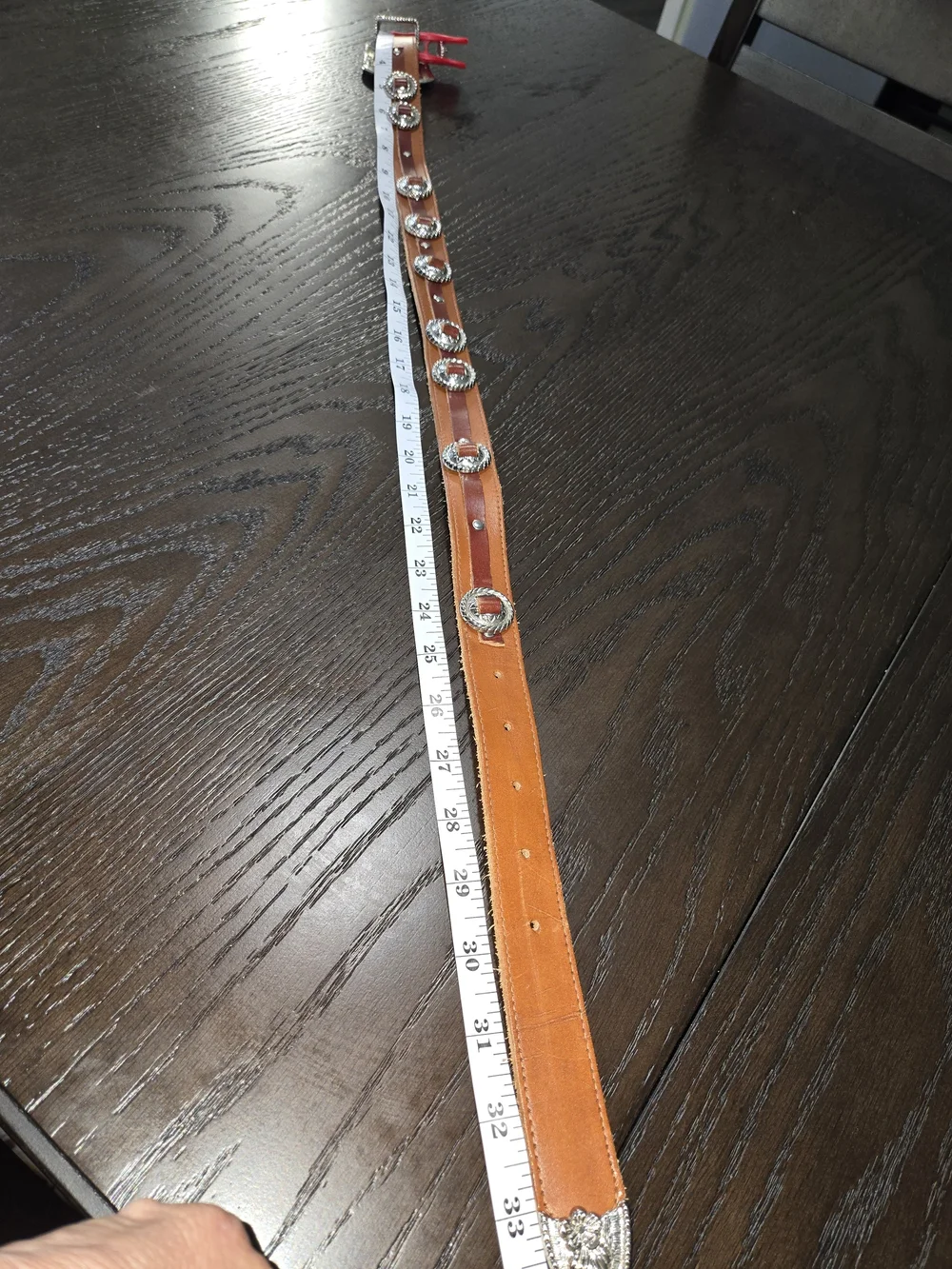 Leather Western Belt with Silver Buckle - Tan